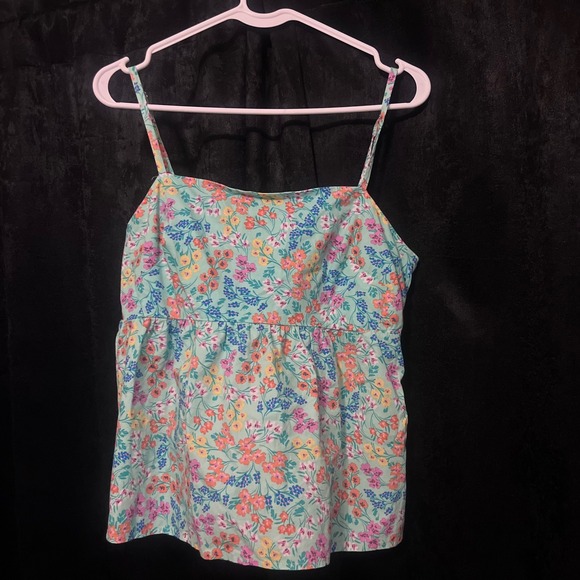 J.Crew Tops - J.Crew Re-Imagined Floral Tie Back Camisole Top Mint Green Pink Orange 6